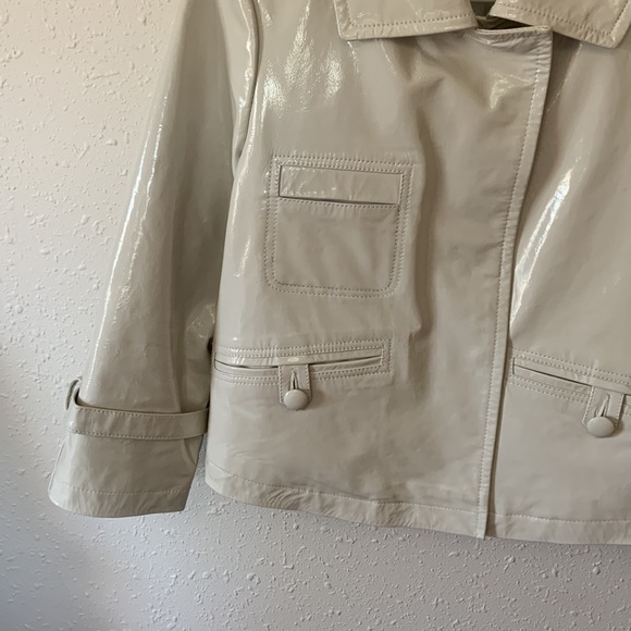 Vintage J'Envie Cream Patent Leather Moto Jacket - Picture 16 of 16